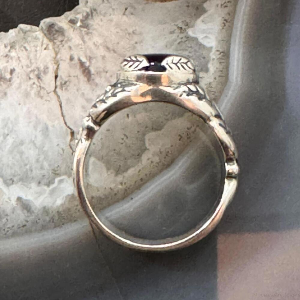 Carolyn Pollack Sterling Silver Oval Amethyst Floral Decorated Ring For Women - Picture 8 of 10